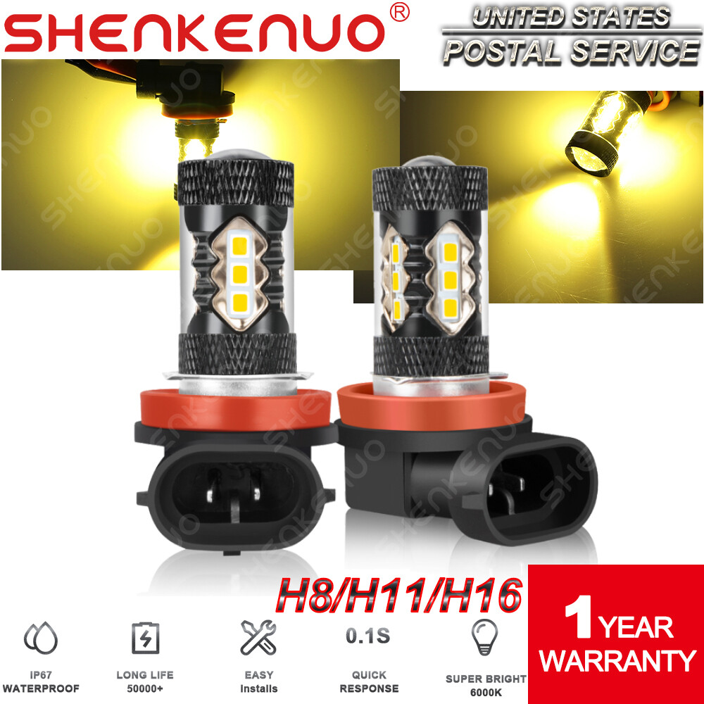 2x 3000K Amber H11 LED Fog Light Bulbs Kit For Toyota Tacoma 2016 2017 2018 2019