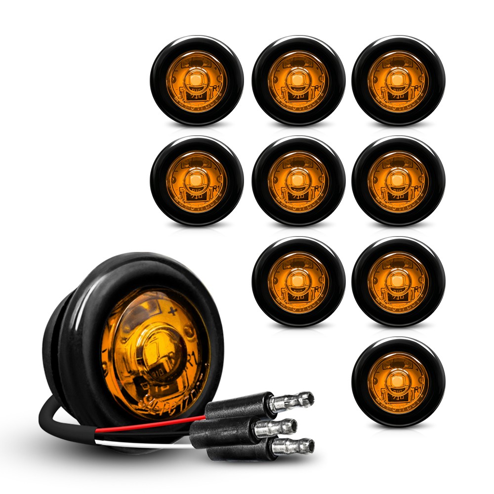 3/4″ Round Amber LED 50000 Hours Lifespan Side Running Marker Lamps 12V 10X New