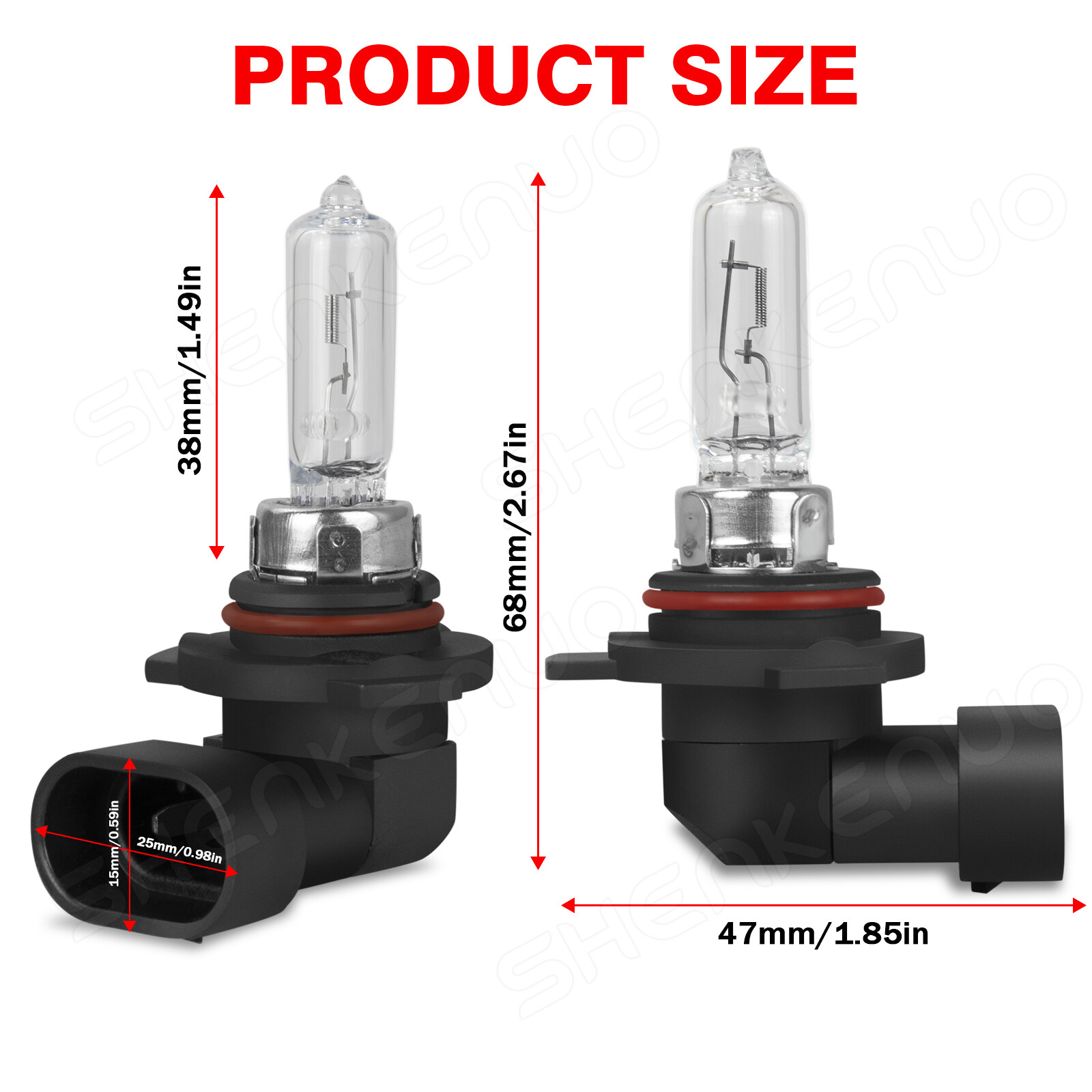 2x 9012/HIR2 Halogen 55W Low-Beam Car Headlight Bulbs Clear Glass Replacement BF