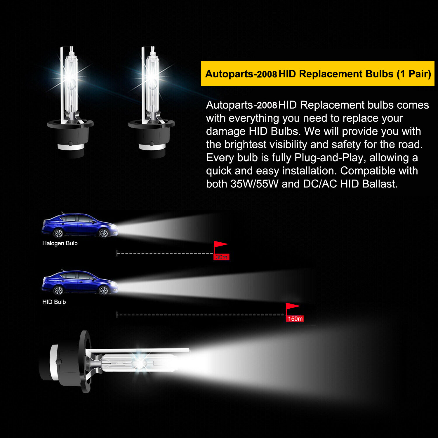 2PCS NEW OEM D4S 42402 66440 6000K FOR LEXUS TOYOTA HID XENON HEADLIGHT BULBS