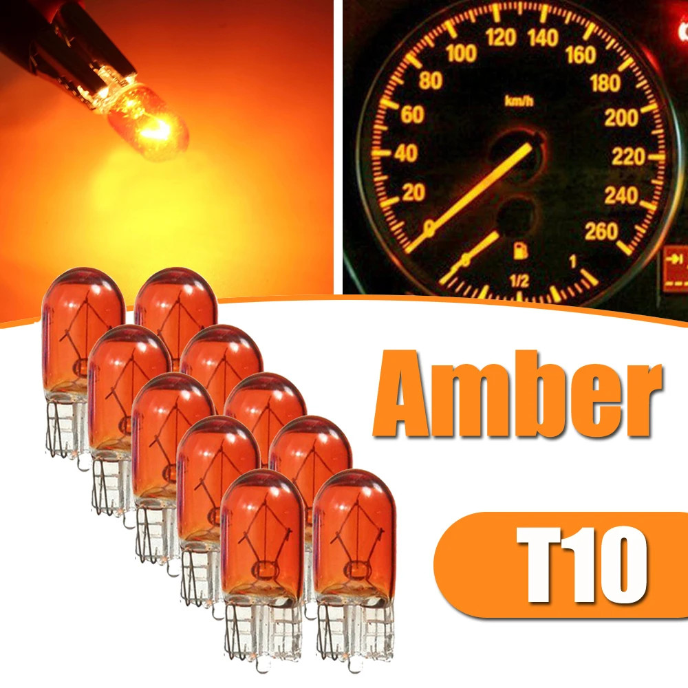 10x 501 Amber Orange Bulbs 12V 5W Capless Side Indicator W2.1 x 9.5D Car Lights