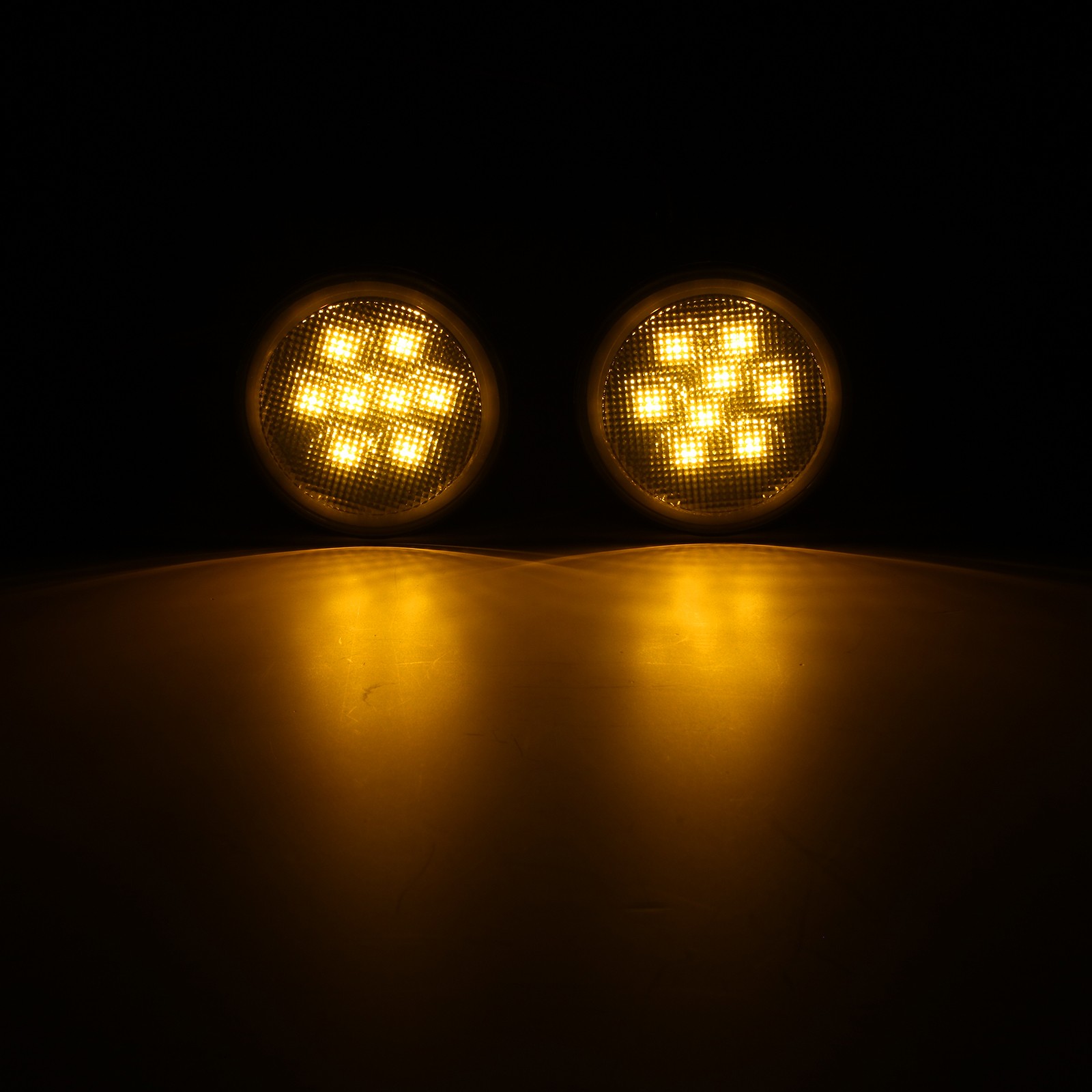 LED Amber Turn Signal Light with Smoke Lens Ring DRL For Jeep Wrangler JK 07-18