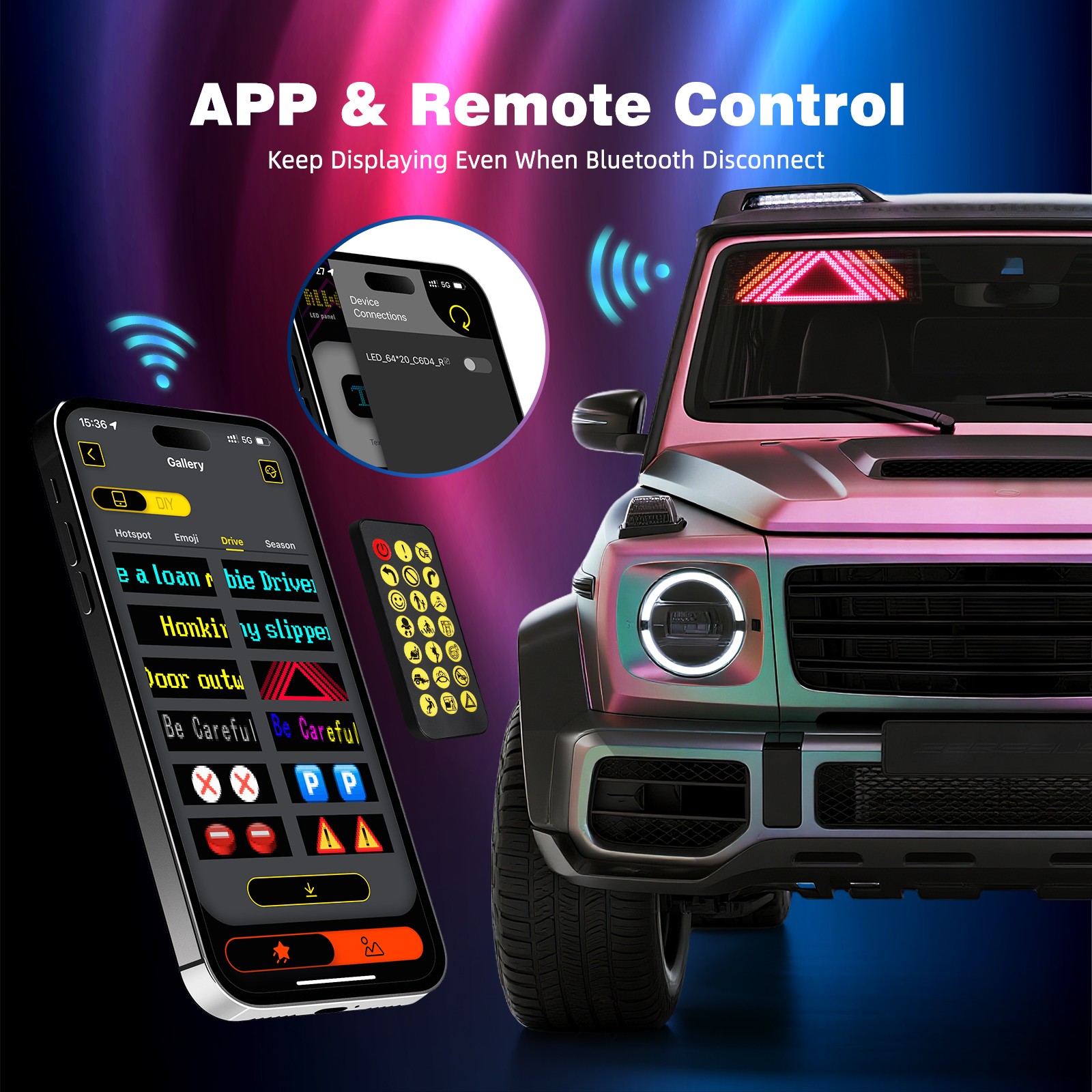 2Pcs Truck Windshield Car Devil Eyes Light APP Remote Smart Eye Lamp Soft Screen