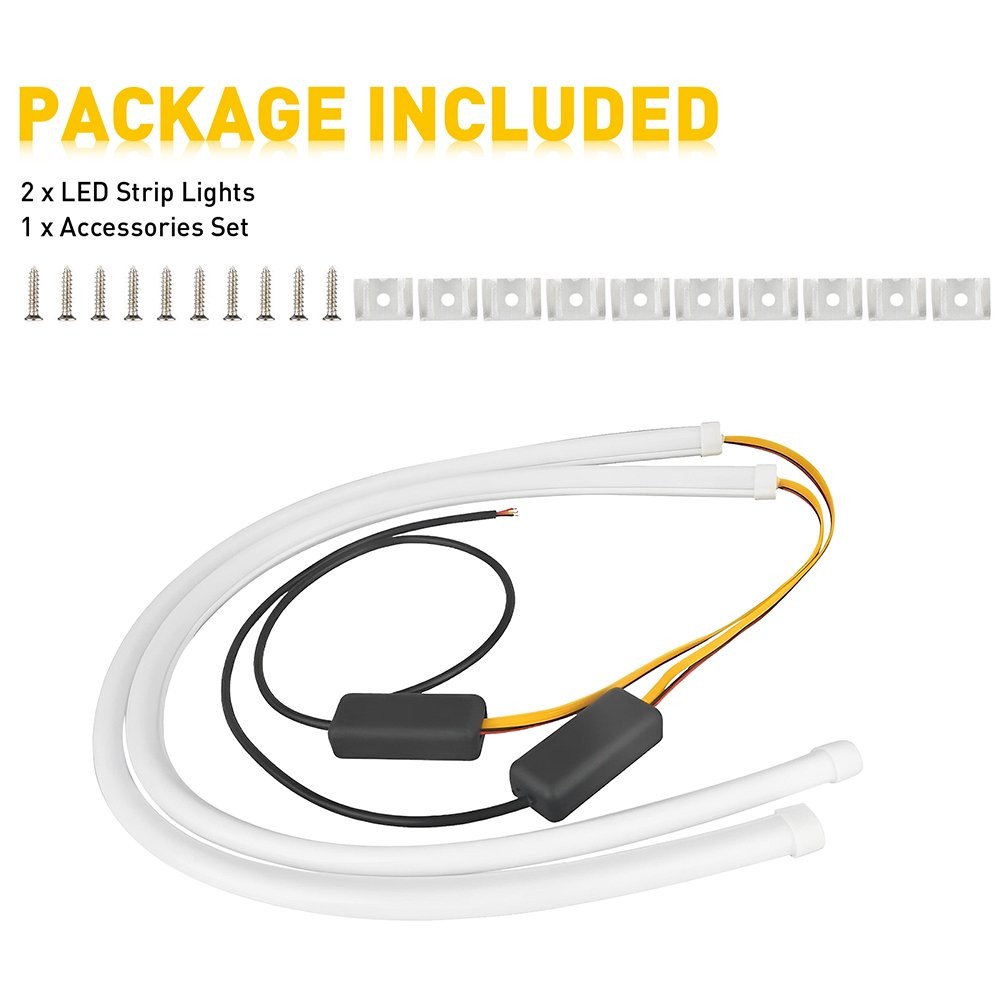 AUXITO Flexible Car Soft Tube Guide LED Lamp Strip DRL Daytime Running Light DRL