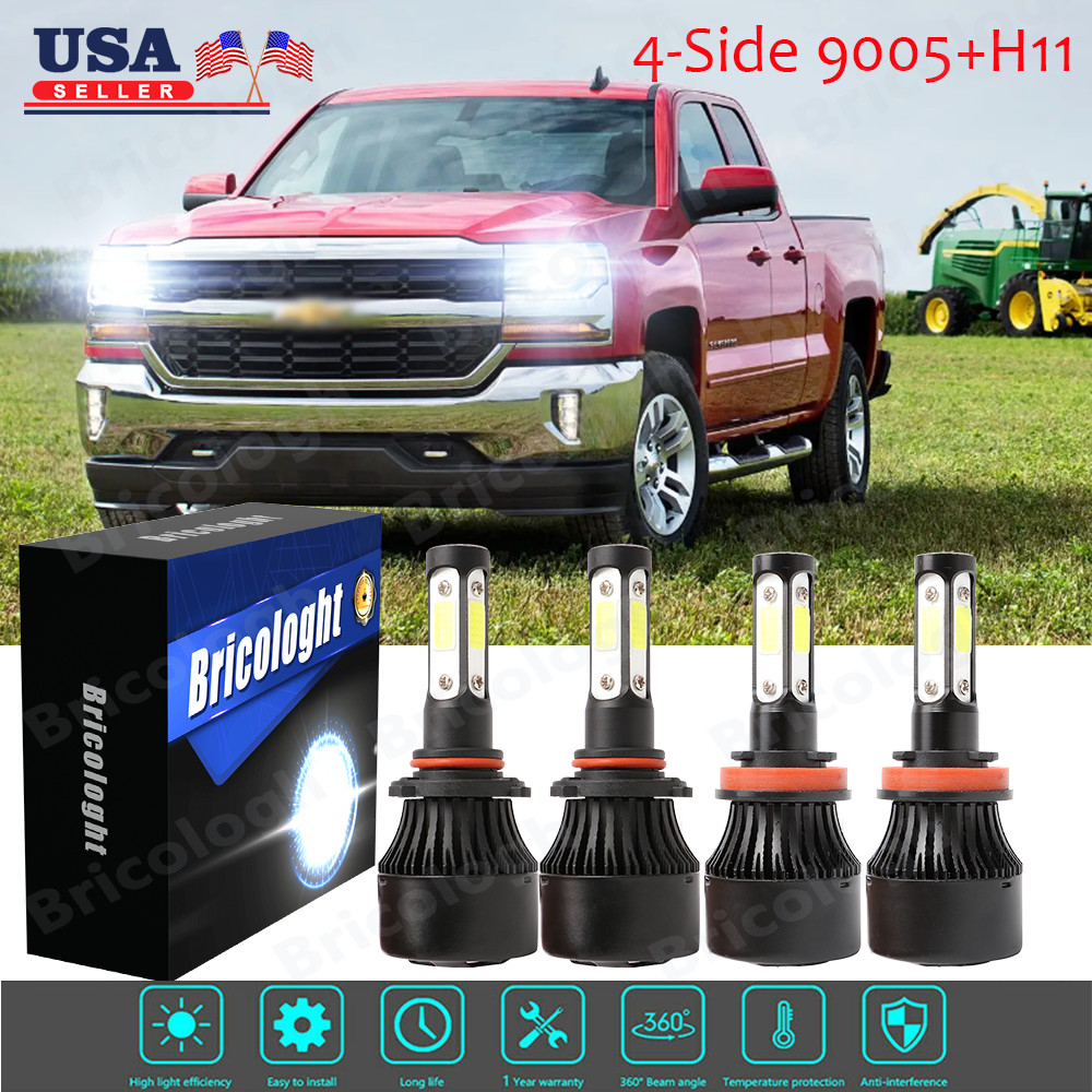 For 2019-2021 Silverado 1500 WT Custom Trail Boss White LED Headlight Bulbs X7