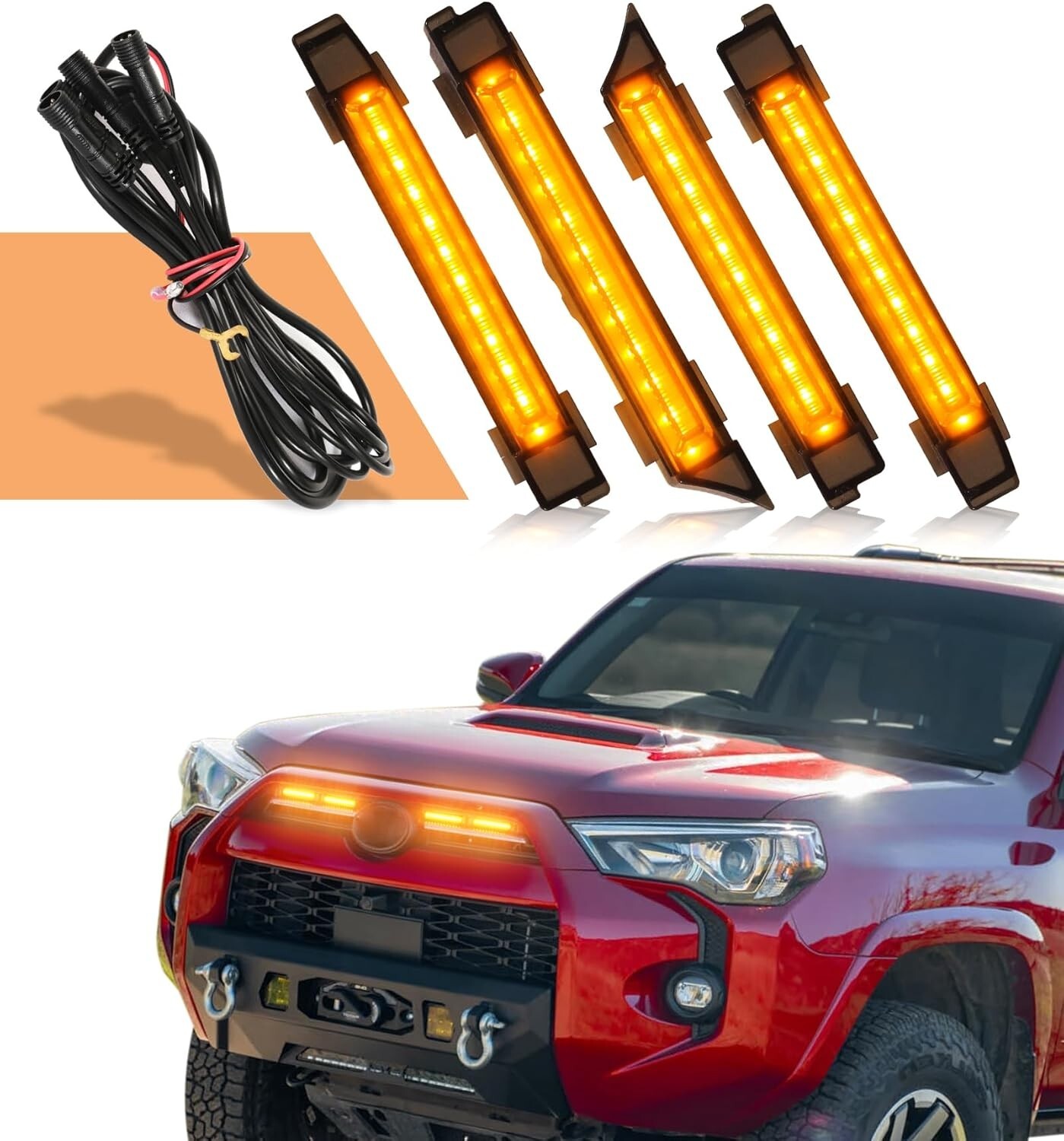 LED Front Grill Grille Light for Toyota 4Runner 2020-2024 Raptor Lights (Yellow)