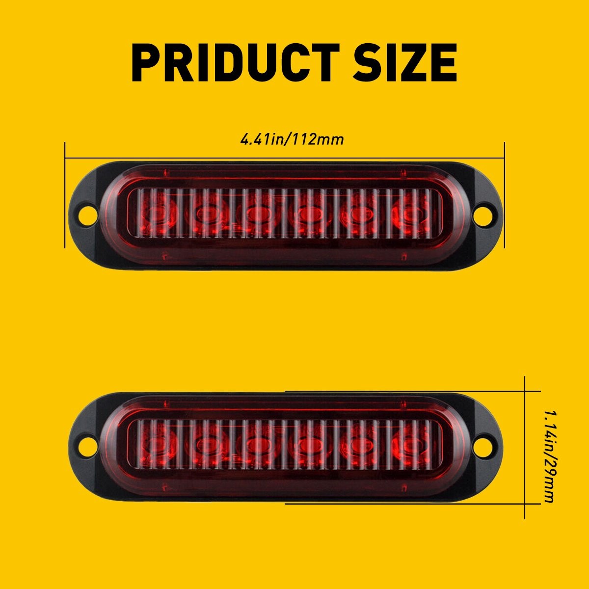 16PCS 6-LED Clearance Light Red Brake Signal Light Side Marker Indicator NEW USA