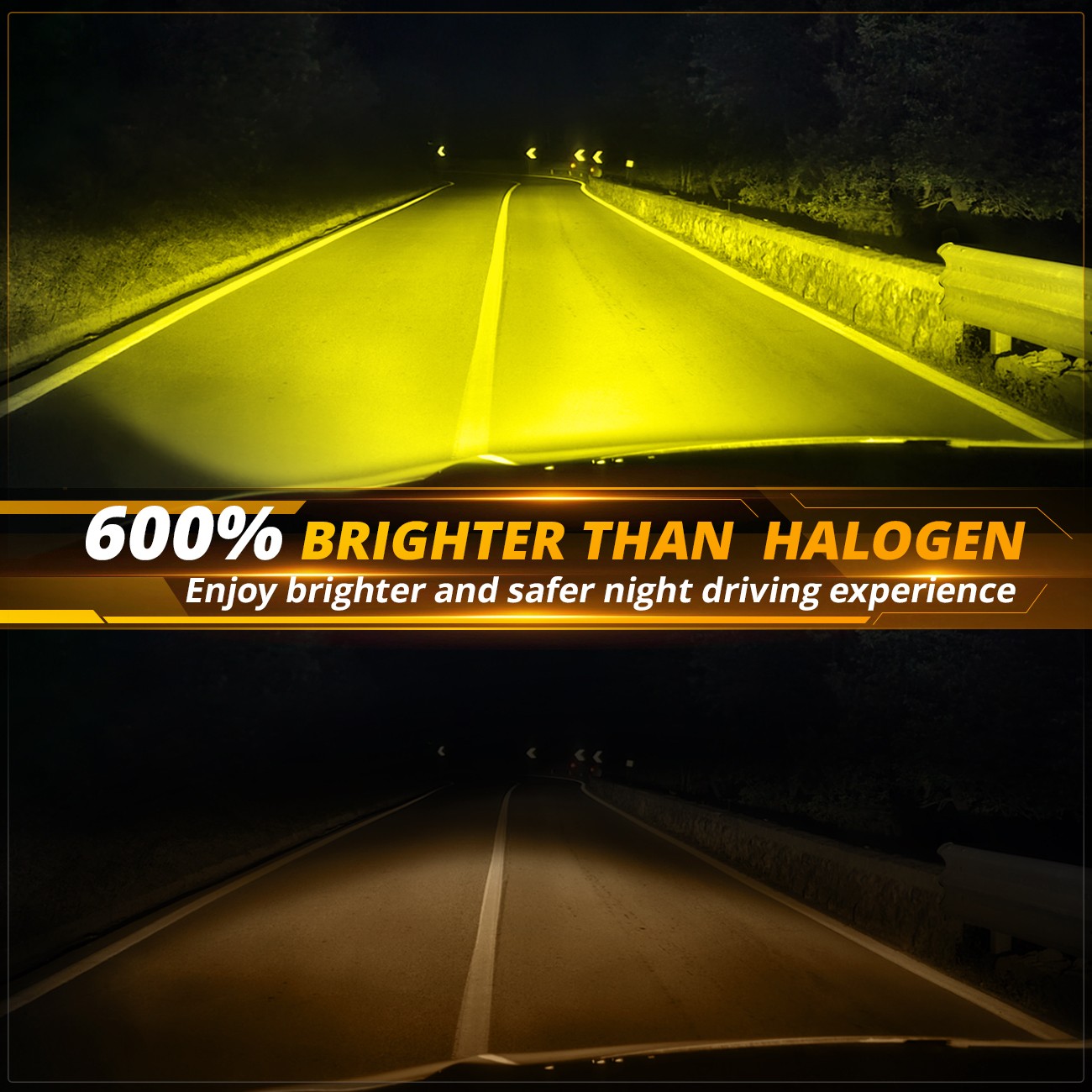 AUXBEAM H11 H8 LED Bulbs 3000K Yellow Super Bright Fog Light High Power 16000LM