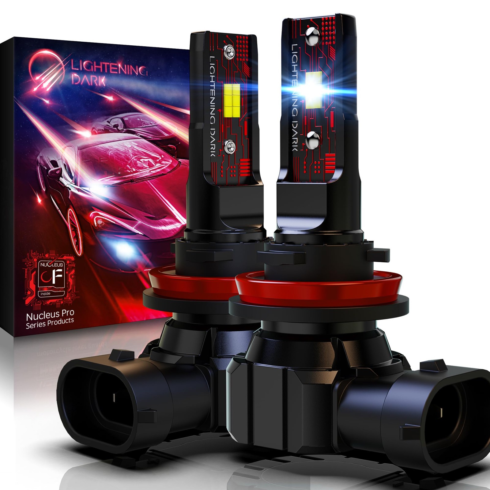 2 PCS H4/9003 Fog Light Bulbs 6500K Xenon White 24000LM Fanless Plug And Play