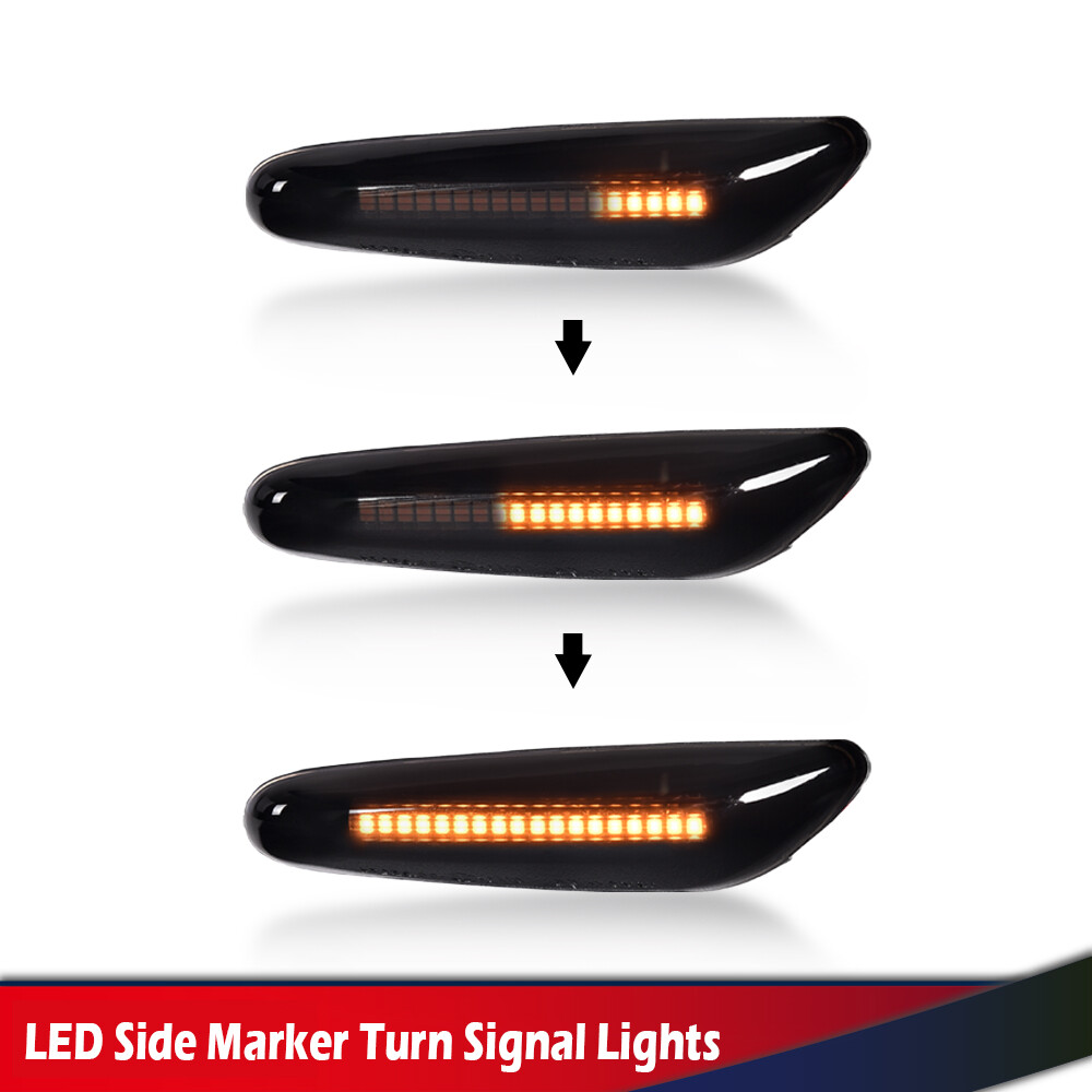 Fit For BMW 325i 328i Sequential Turn Signal Lamp Smoked LED Side Marker Light