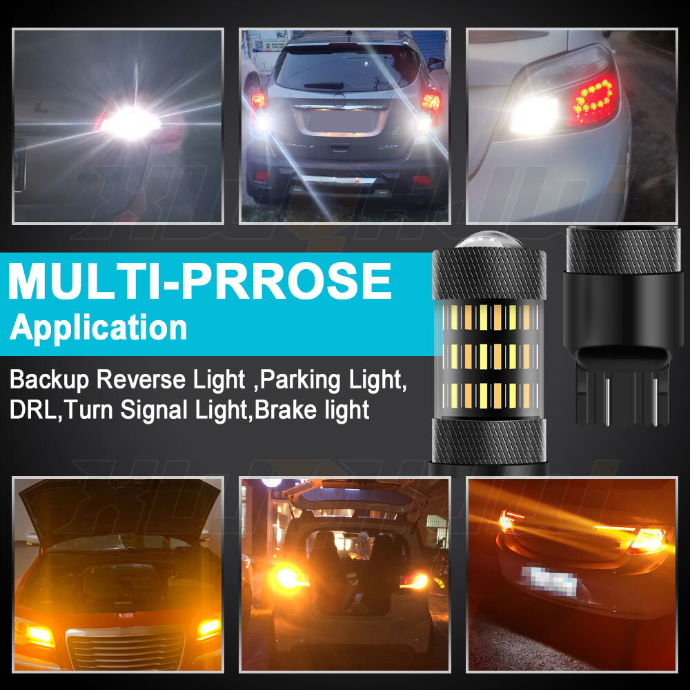 7443 7444 Switchback LED Turn Signal Parking DRL Light Bulbs Dual Color Pair