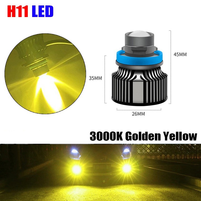 H11 Laser Projector Lens Fog Light Headlight Bulbs White/Blue/Yellow/Green 2PCS