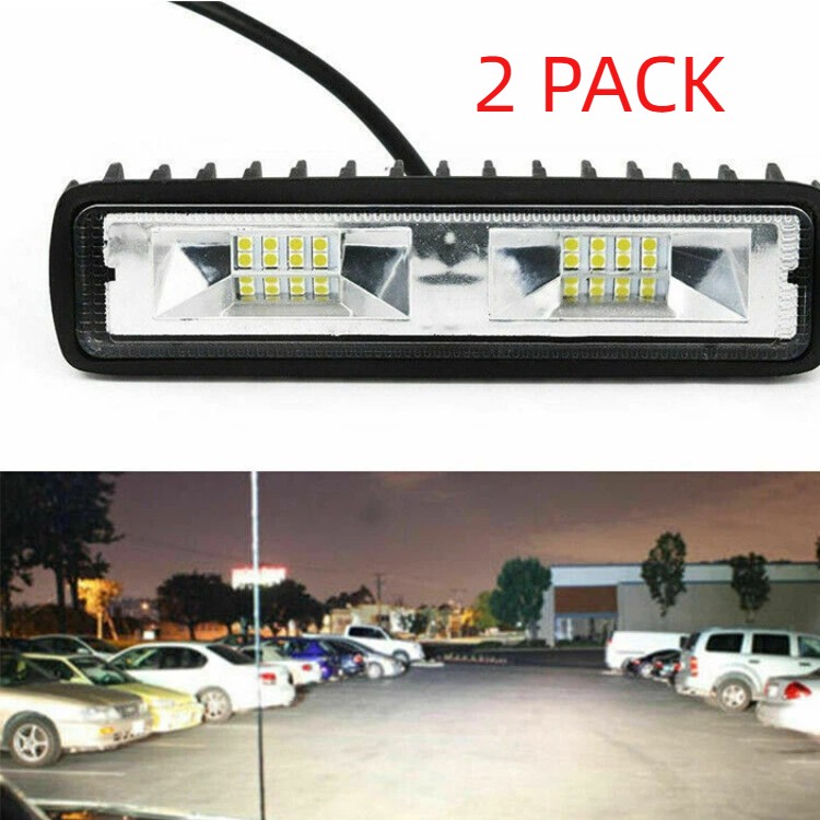 2Pack 6inch 48W LED Work Light Bar Flood Fog Lamp Offroad Driving Truck SUV ATV