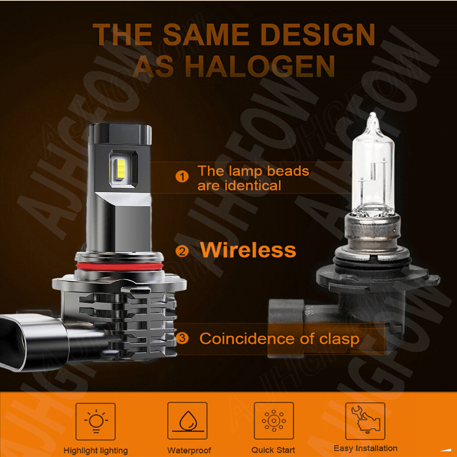 LED Headlight For Can-Am Defender HD5 HD8 HD10 Combo Bulbs Light 4X H11 72000LM