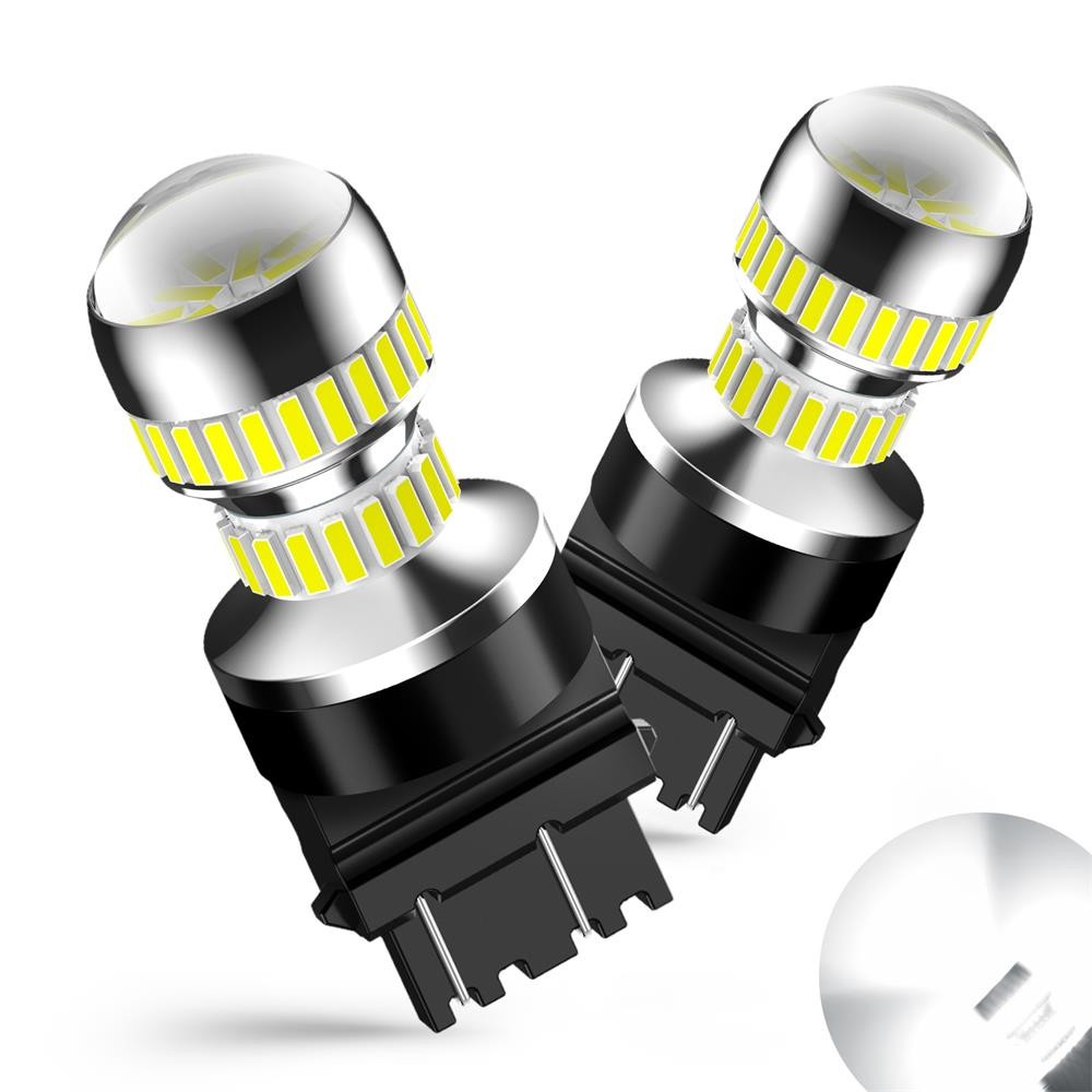2Pcs White 3157 3457 3057 Signal 54SMD Backup Reverse Tail Turn LED Light Bulbs