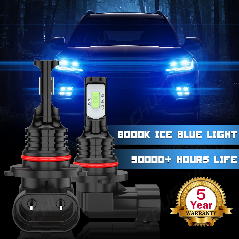 LED Headlight Bulbs Conversion Kit 9005 + H11 High Low Beam Bright Ice blue 8k