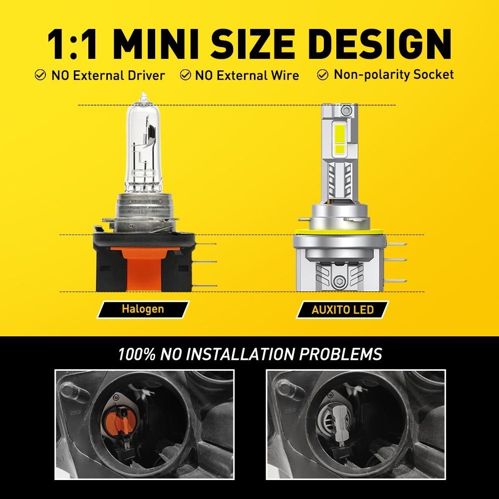 H15 LED Bulbs High Beam DRL Headlight Conversion Kit 24000LM Clear White 6500K