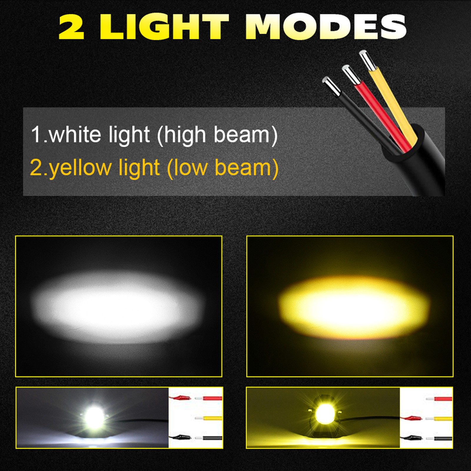 2Pcs Motorcycle LED Driving Light Aluminum Housing Efficient Heat Dissipation