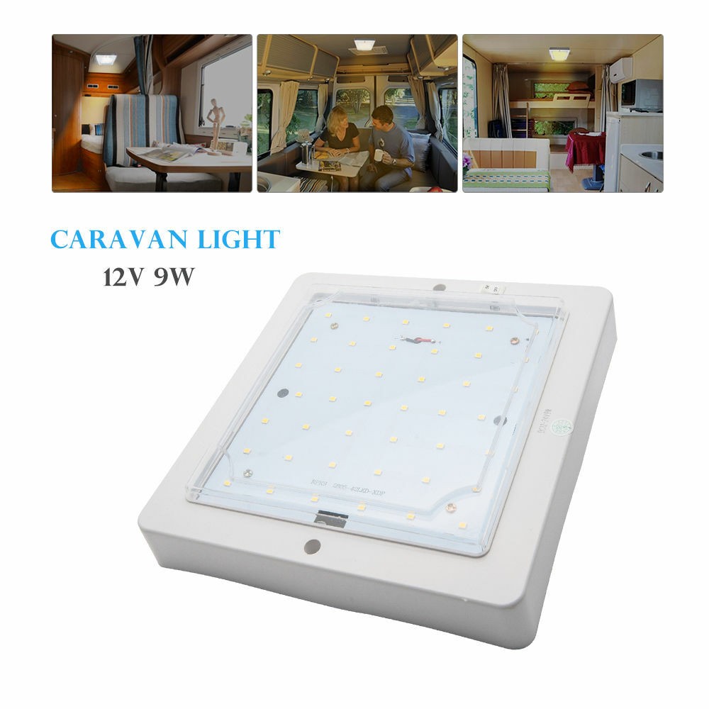 Universal DC 12-24V White 9W LED Dome Roof Lamp Ceiling Interior Reading Light