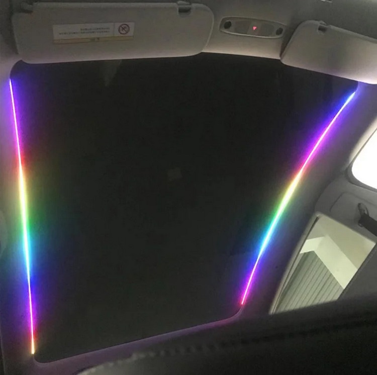 LED Light Strip Car Sunroof Atmosphere Lamp RGB Colorful Ambient Decoration 2Pcs