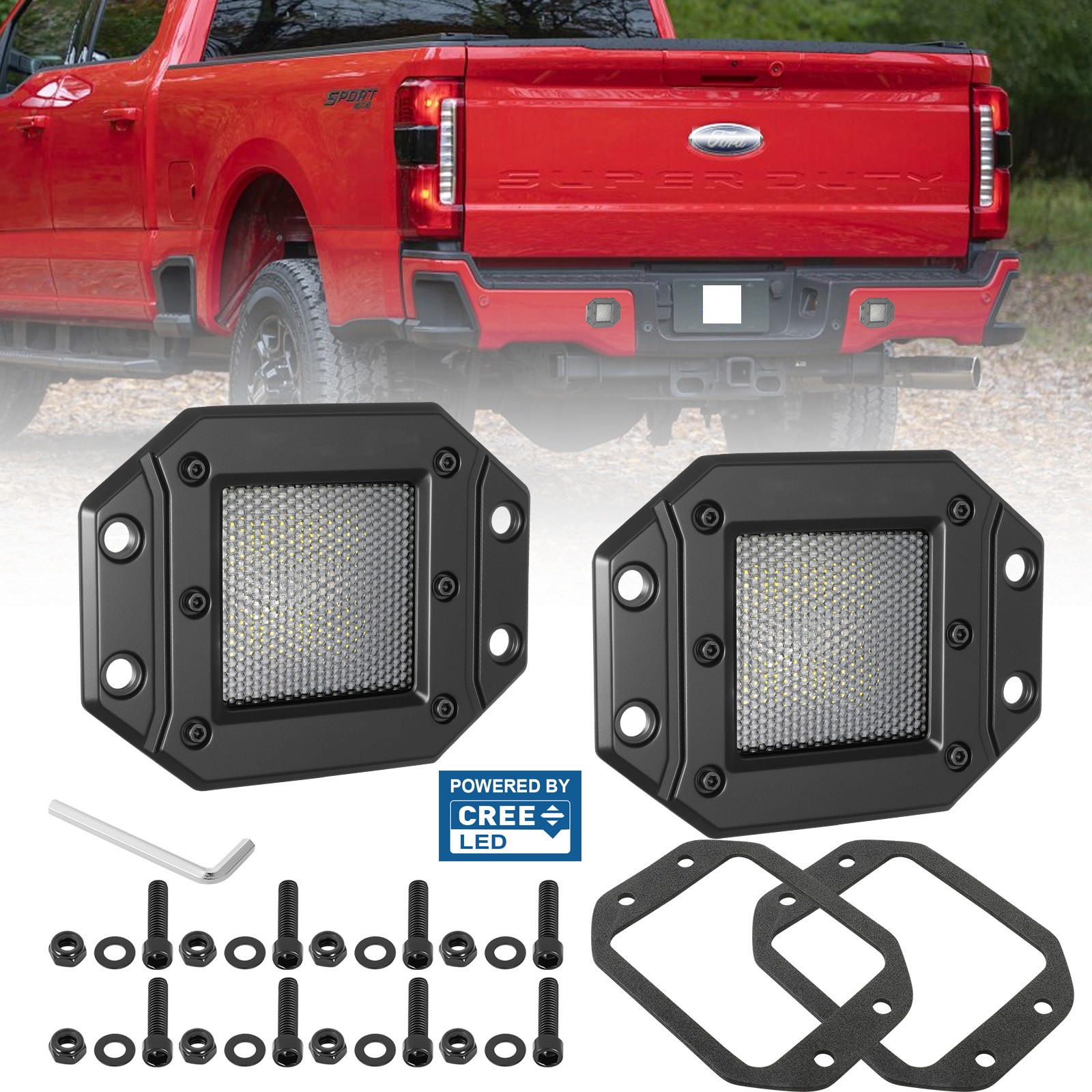 2x 5″ 120W Flush Mount Cree LED Pods Work Light Bar Driving Reverse Off Road 4WD
