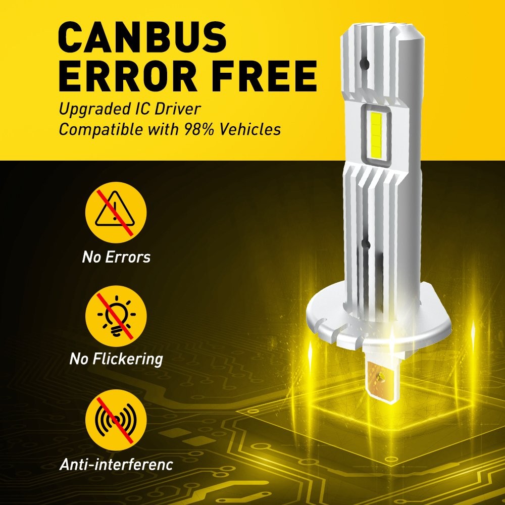 2-20PCS FREE AUXITO H1 LED ERROR Headlight Bulb High Low Kit Beam 20000LM 6500K