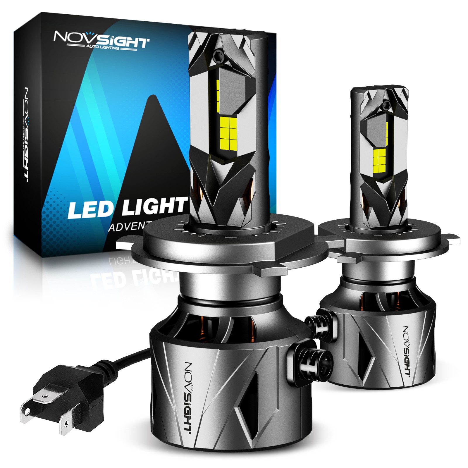 NOVSIGHT 60000LM H4 9003 LED Headlight Kit Bulbs High Low Beam Super Bright 240W