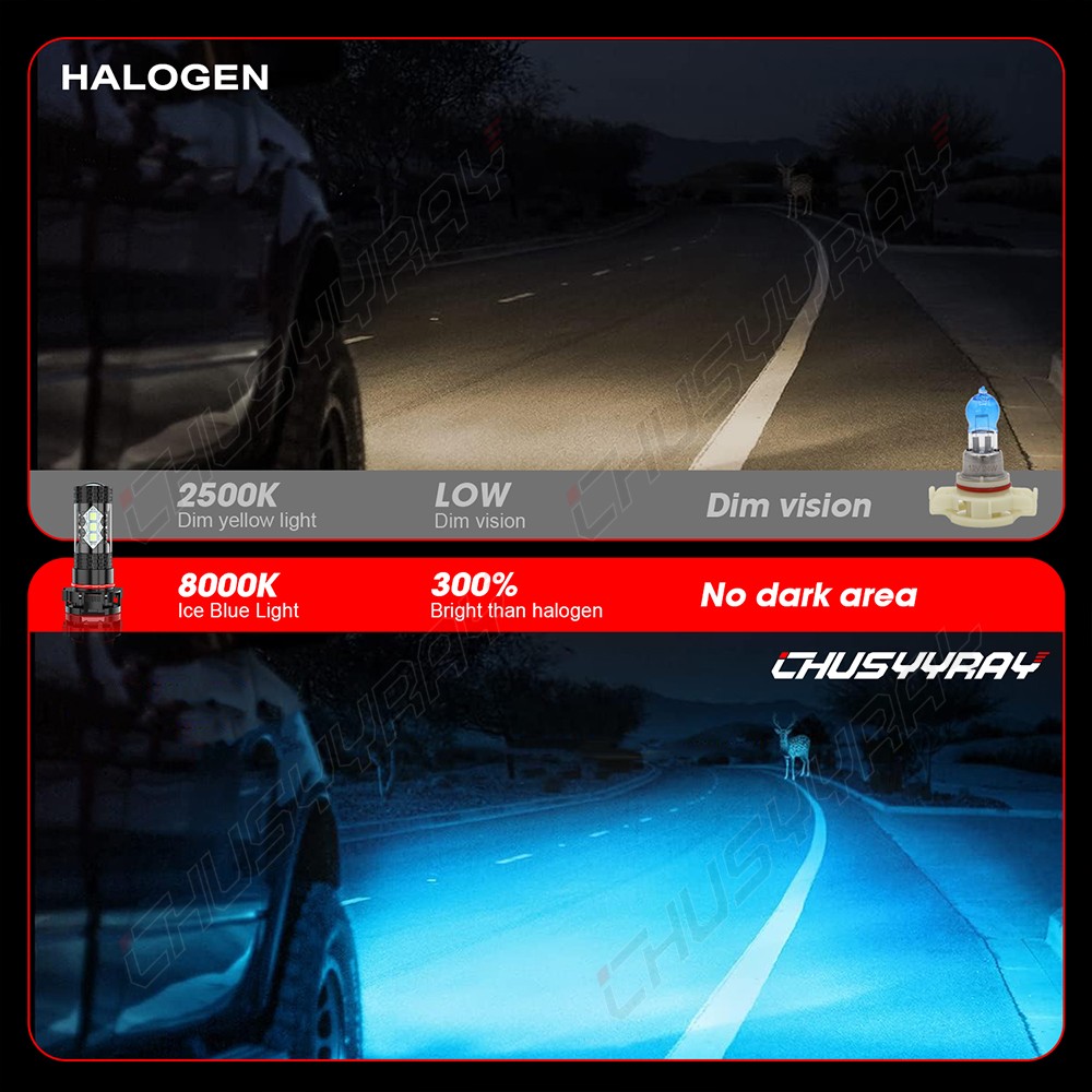 2pcs H16/5202/2504 6000K LED Fog Light Bulbs For 2007-2015 Chevy Silverado 1500