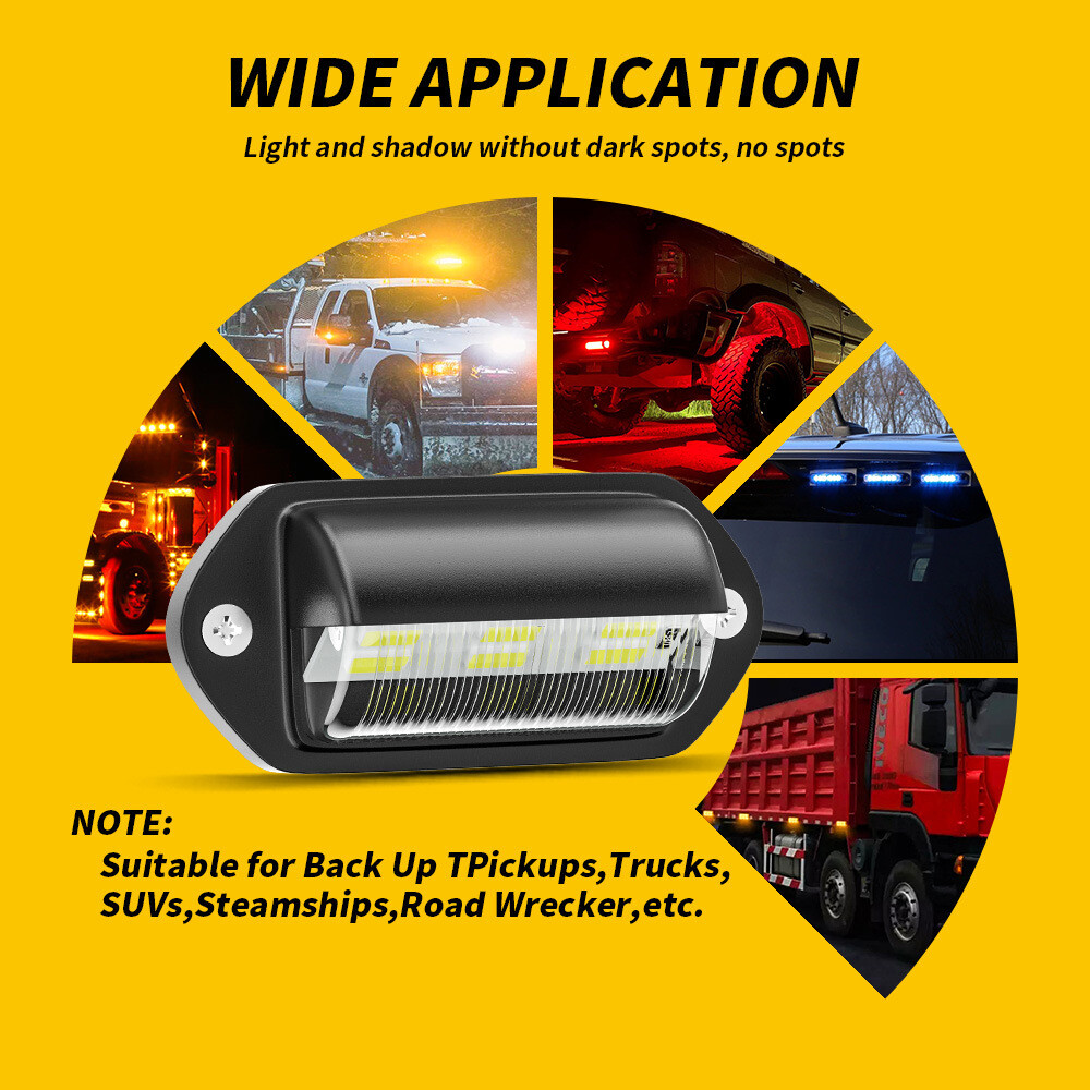 4Pcs 6 LED Car Van Rear Number Tail License Plate Light Signal Lamp PVC Plastic