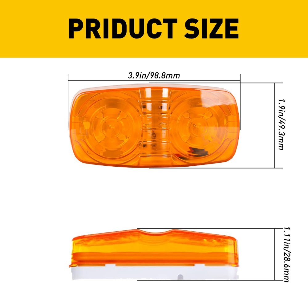 2x Amber 21LED Side Marker Lights RV Truck Trailer Clearance Light Waterproof US