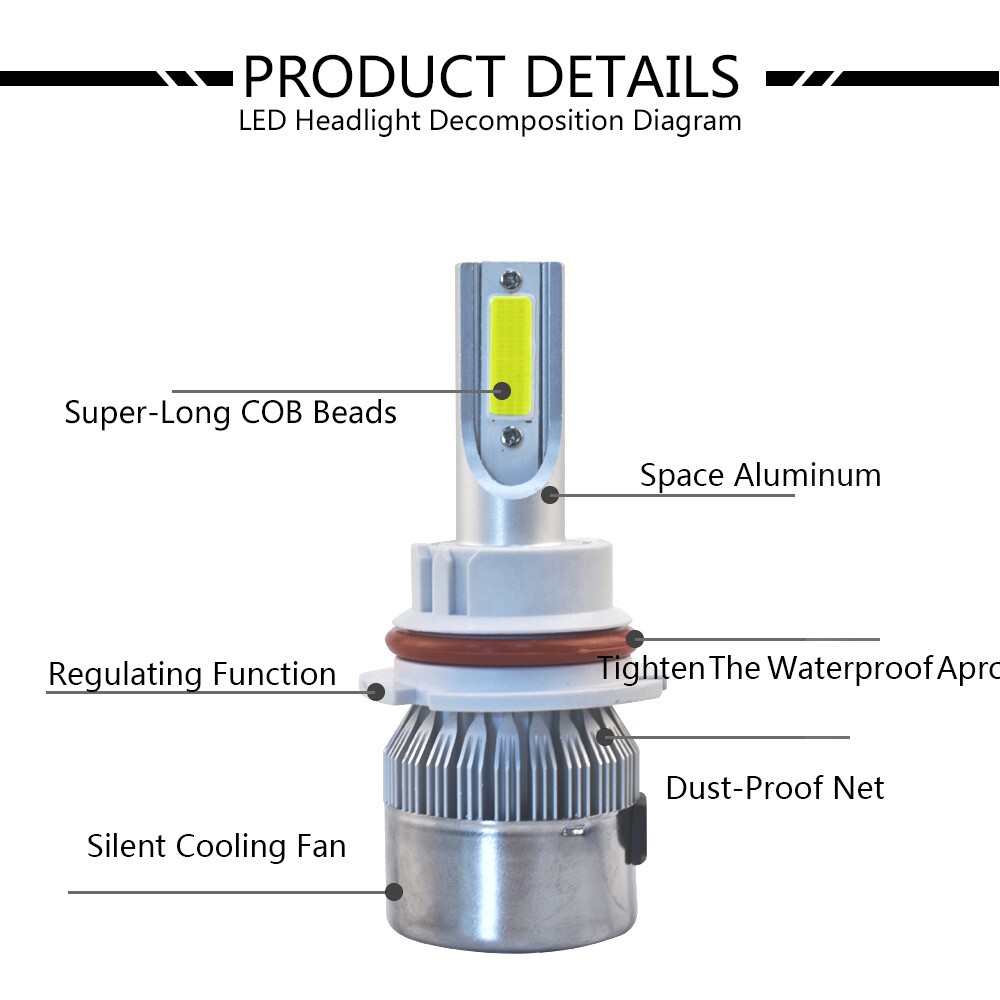 6PCS 9005 9006 H11 Combo COB LED Headlight Fog Bulbs 6000K+3000K High Low Beam