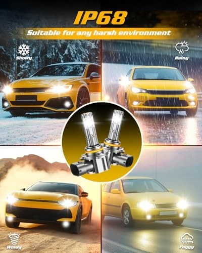 900% Bright H11 9005 LED Bulbs Combo, 6500K Cool White, Mini Size, Waterproof, P