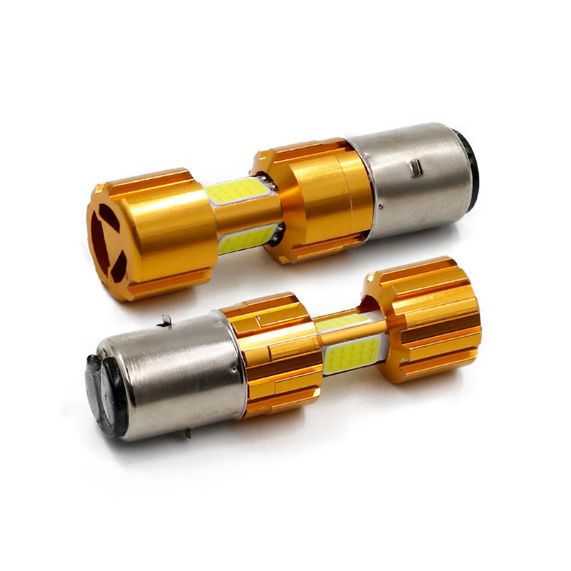 2X12W Ba20D H6 Motorcycle Headlight COB LED Bulbs Scooter ATV 1000LM Bikes Lamps