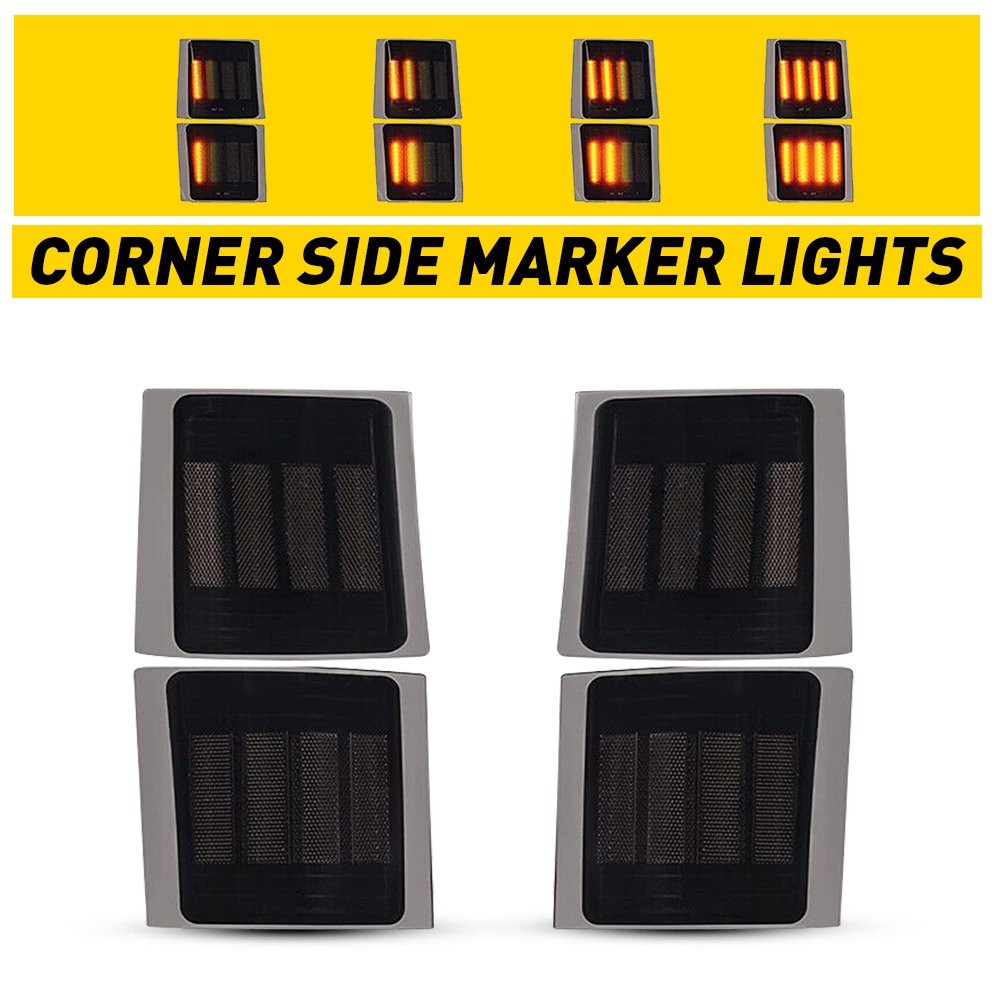Full 4PC LED Smoked Corner Side Marker Lights For 94-98 Chevy C/K 1500 2500 3500