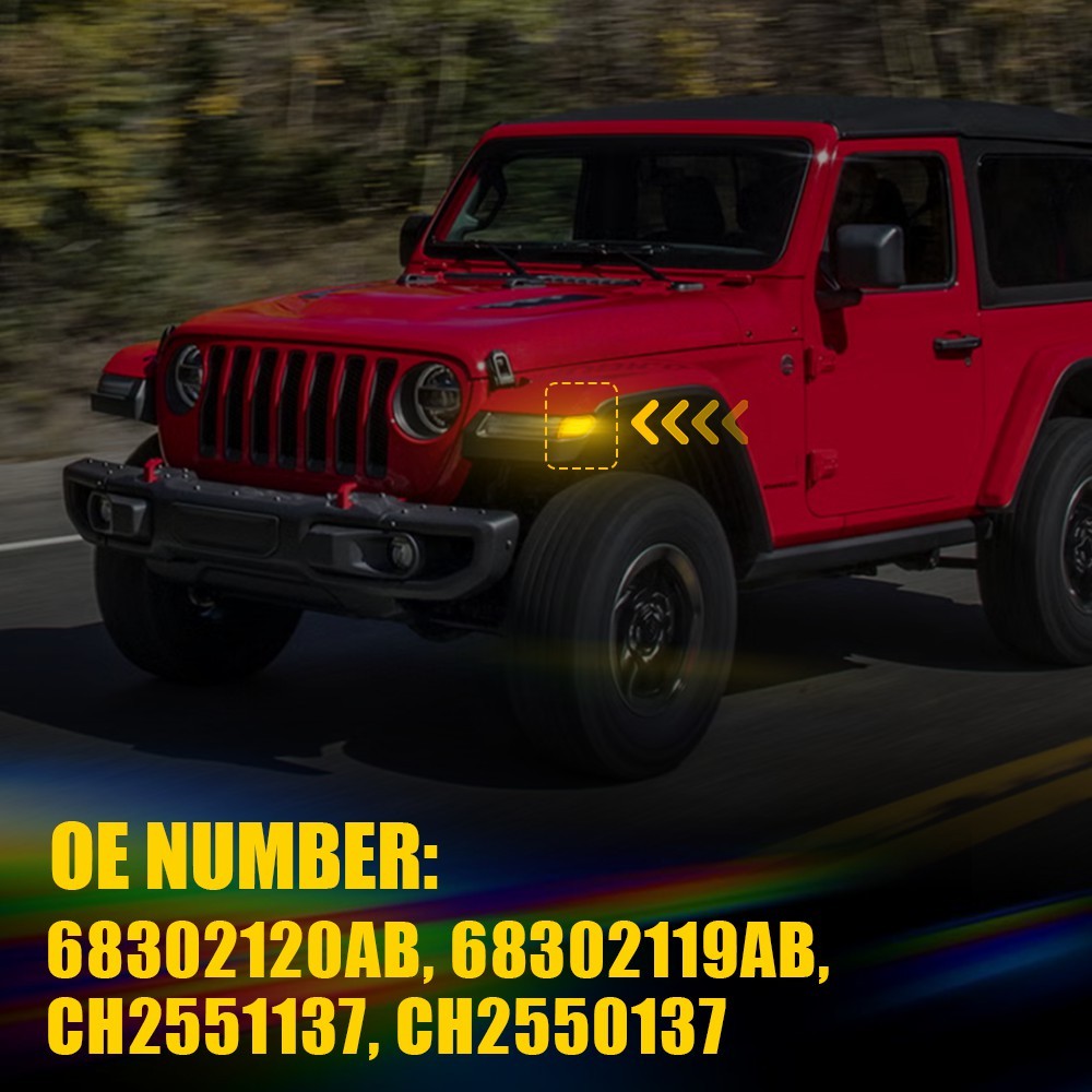 4PC Front Fender LED Side Marker Light Amber For 18+ Jeep Wrangler JL/Gladiator