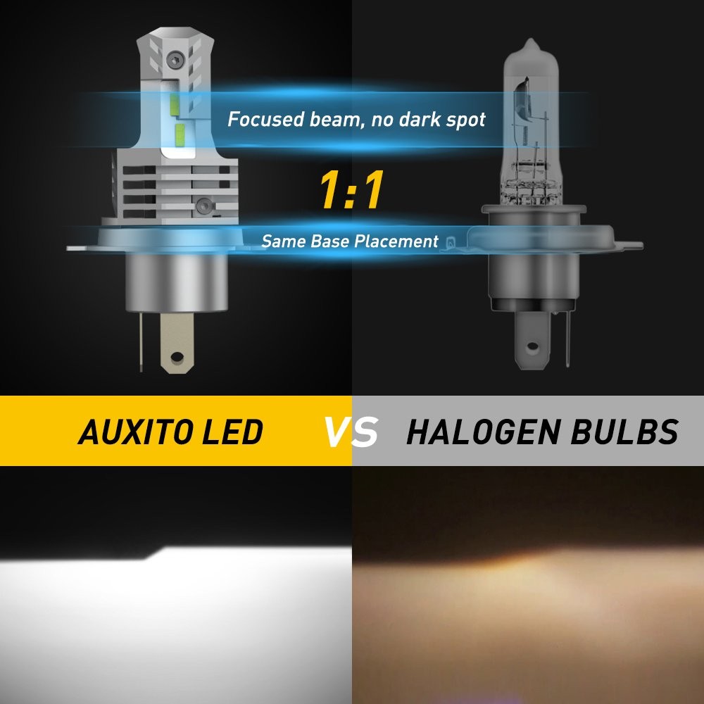 H4 9003 LED Headlight Super Bright Bulbs 12000LM 52W High Beam Low Beam 6000K EX