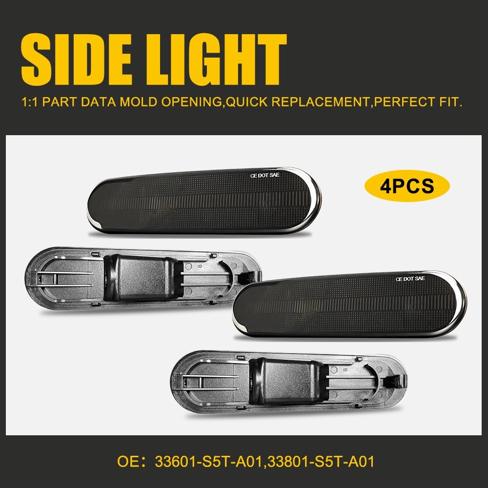 4X Front+Rear Side Marker Lights for 2002-2005 Honda Civic Si/ SiR EP3 Hatchback