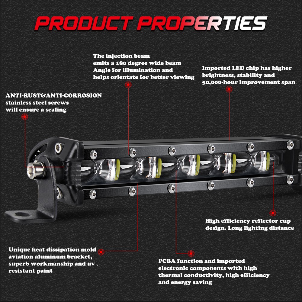 Slim Curved 20 26 32 38 44 50″ LED Light Bar Single Row Off Road Driving ATV SUV