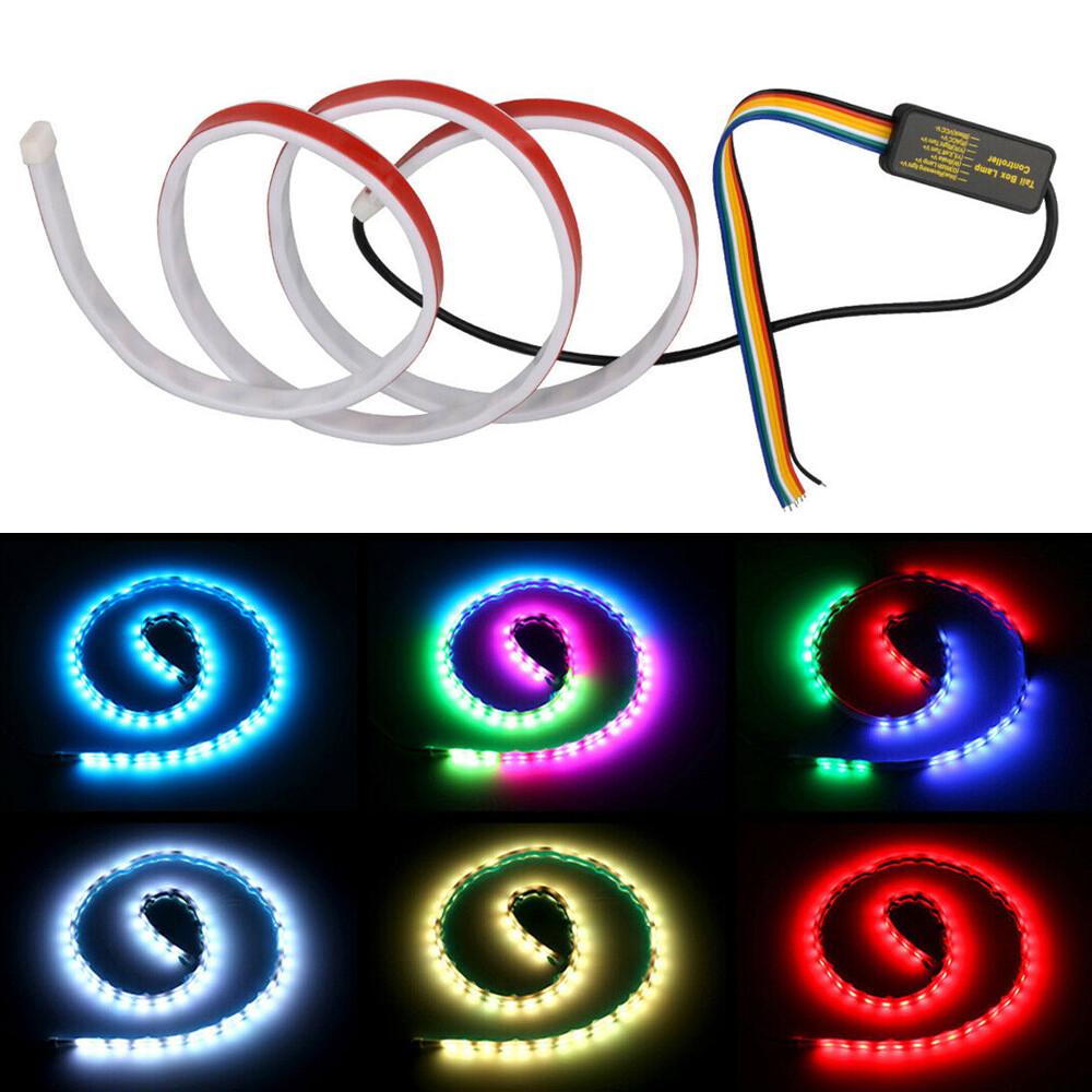 LED RGB Colorful Car Tail Lamp Flow Strip Brake Turn Signal Light Accessories