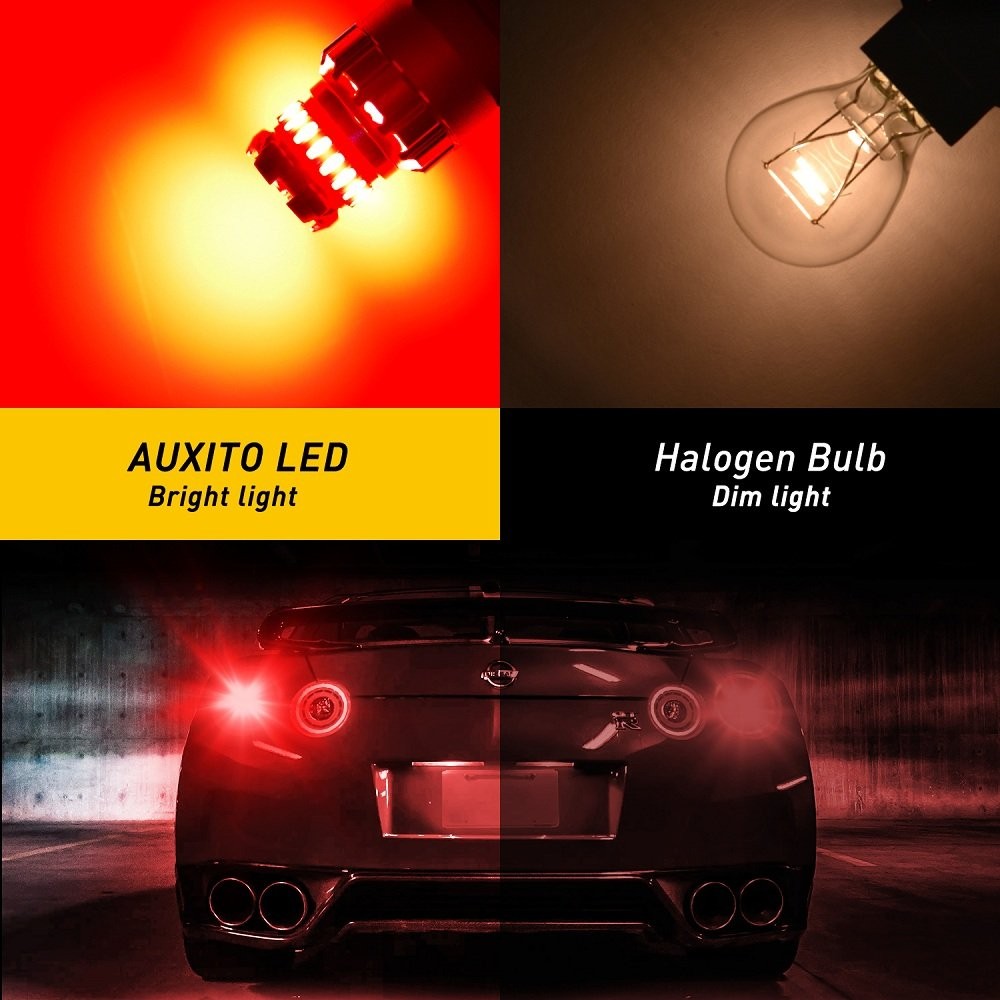 4pcs 3157 3156 Red LED Rear Tail Brake Stop Parking High Power 28W Light Bulbs