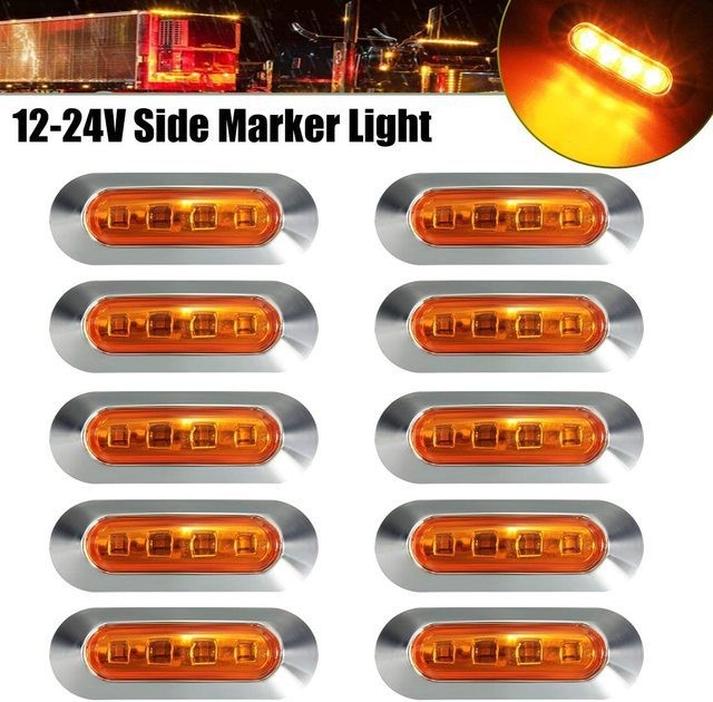 10PCS DC12V-24V 4 LED Side Marker Indicator Lights Lamp Front Rear Tail Lamp