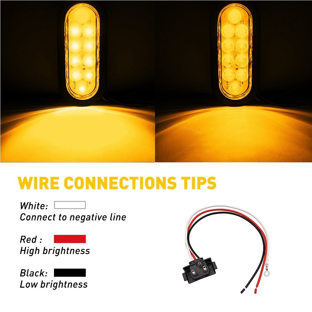 2X Amber 10-LED Trailer Side Marker Turn Signal Light Yellow Tail lights Durable