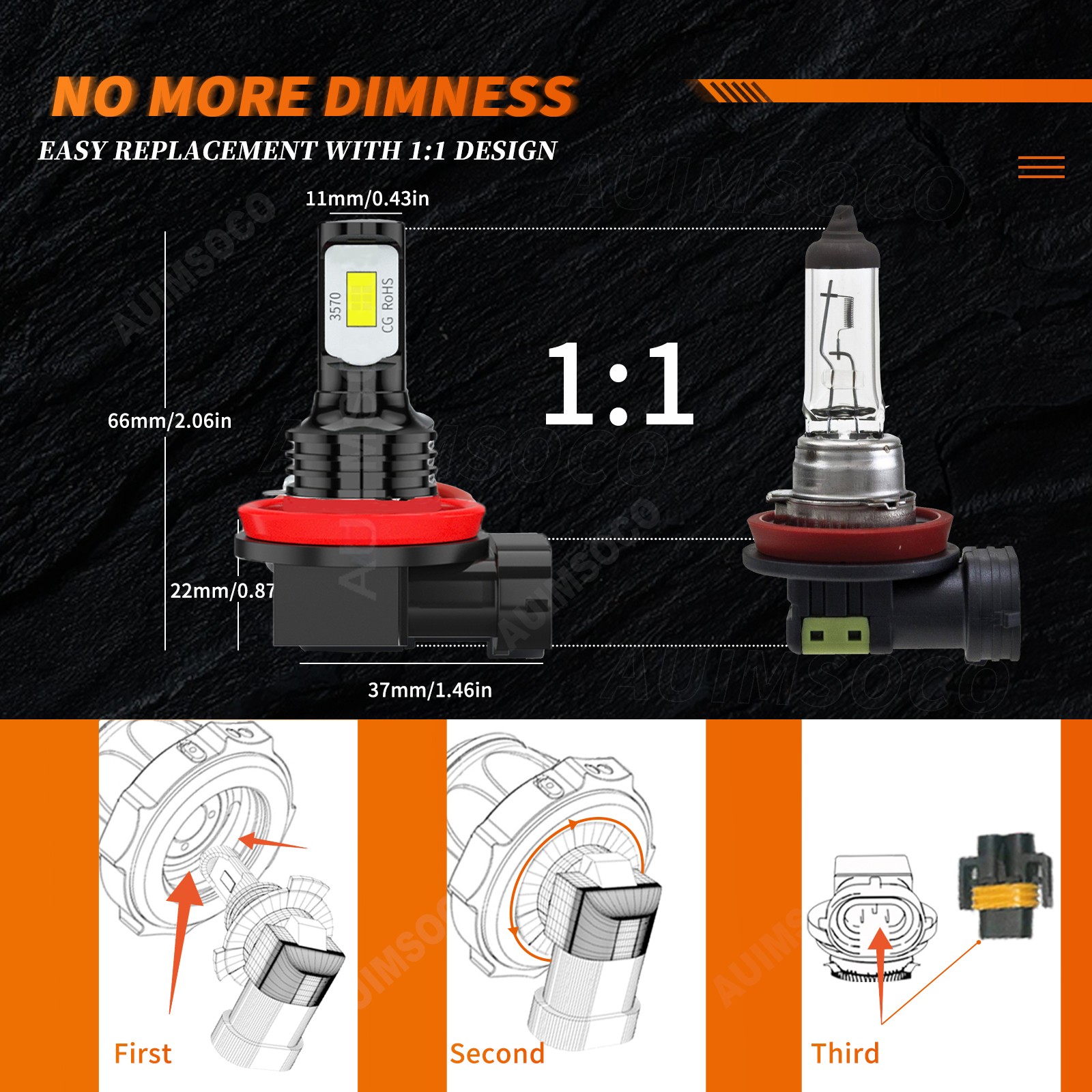 For Honda City 2017-2022 LED Headlight High Low Fog Light Bulbs IP68 Waterproof