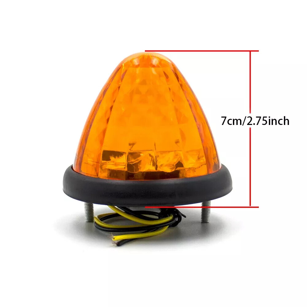 4pcs 3 Inch Round Cone Amber 16 LED Indicator Side Marker Light 12V Lorry Truck