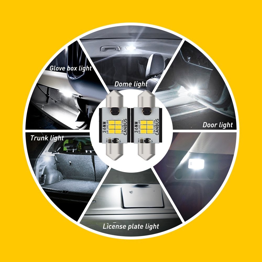 Clear White 36MM 6411 LED Interior Bulbs for Dome Map Trunk License Plate Light