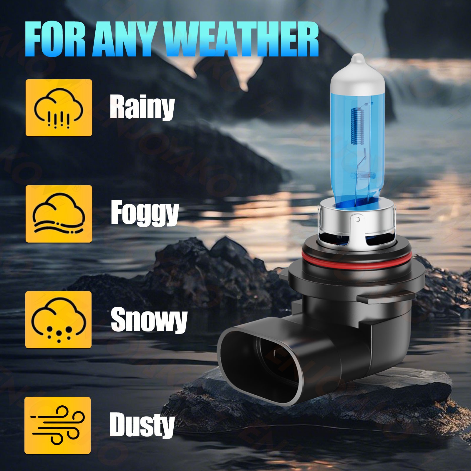 9005 H11 Halogen Headlight Super Bright Bulbs Kit 6000K White High Low Beam