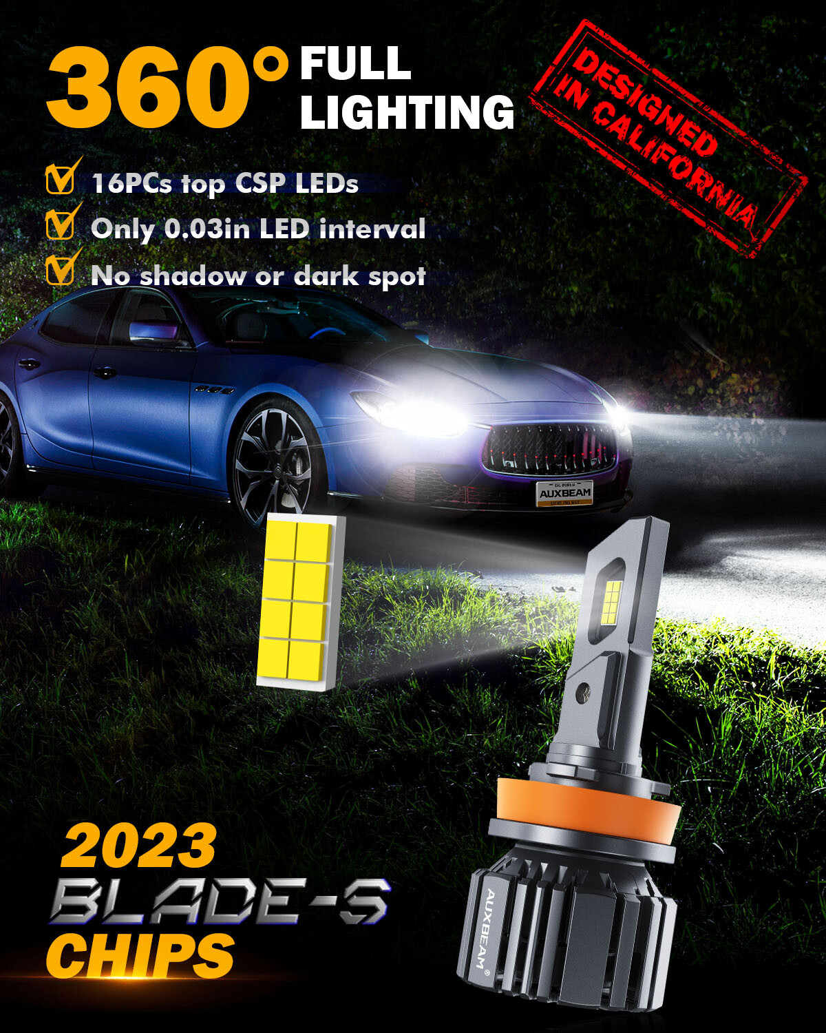 AUXBEAM H11 H9 Canbus LED Headlight Bulbs Kit Low Beam 70W 20000LM 6500K White