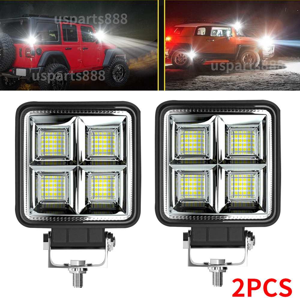4Inch 48W Square LED Work Light 12V-24V Pods Flood Spot Lamp SUV Truck Off Road