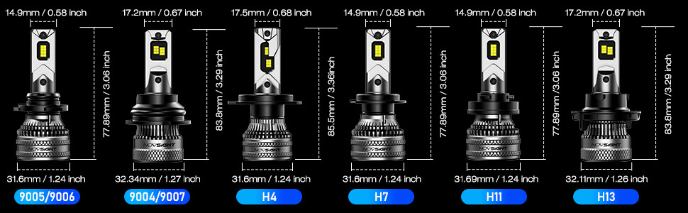 NOVSIGHT 9005 LED Headlight Bulbs High Low Beam Bright Lamp 6500K 40000LM 200W