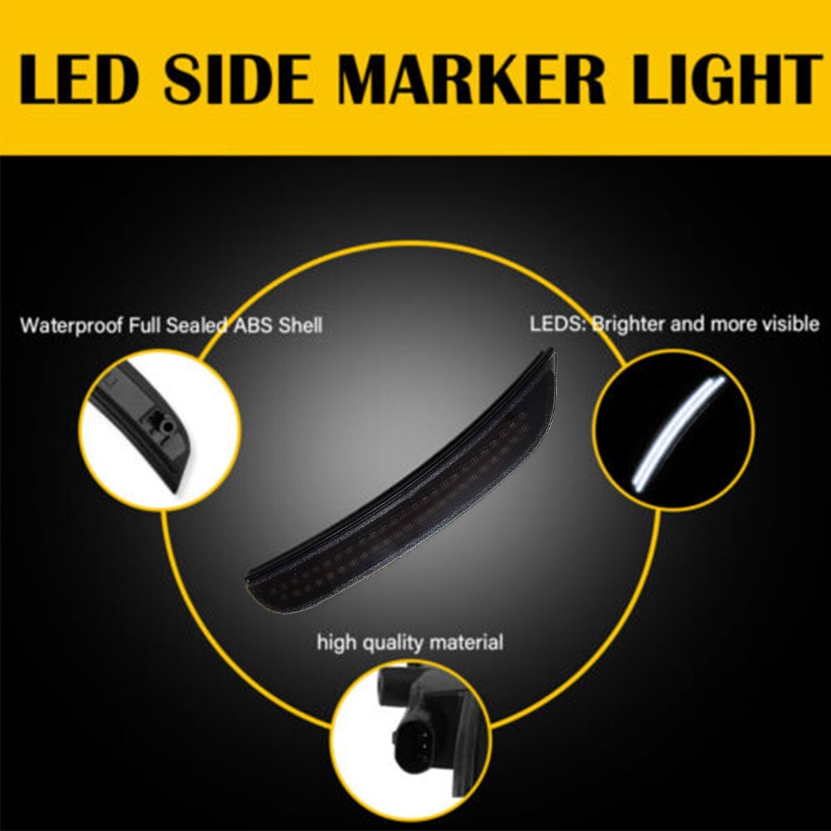 4x Smoke LED Side Marker Lights For 15-23 Dodge Charger R/T Scat Pack SXT GT SRT